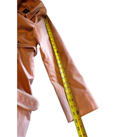 Guess Womens Double-Breasted Belted Trench Coat L/G Light Pink Cotton Polyester - Picture 9 of 13